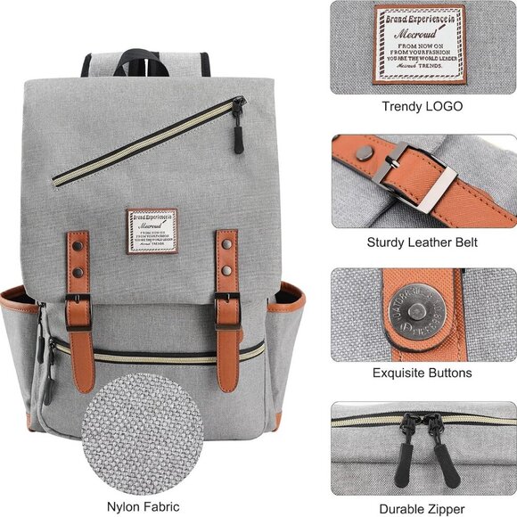 Vintage Laptop Backpack with USB Charging Port, Backpack for College Fits up to - Picture 5 of 6